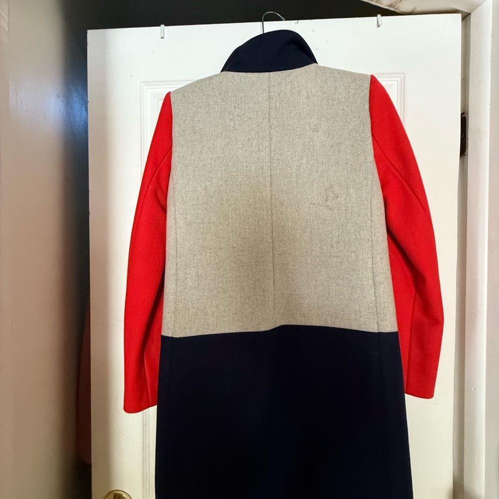 J. Crew Red and Navy Colorblock Coat - Picture 8 of 8